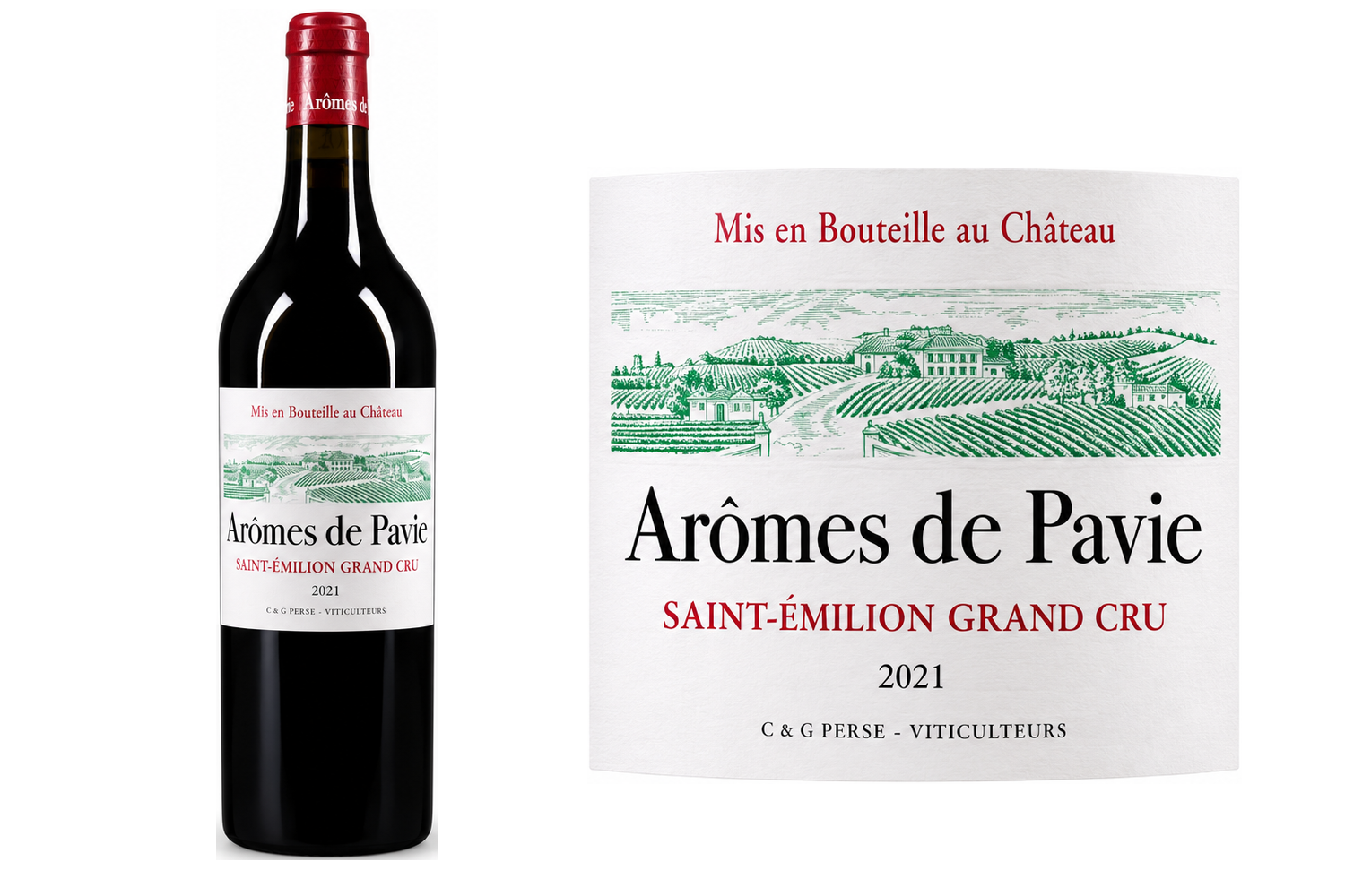 Arômes de Pavie 2021 · bouteille et étiquette