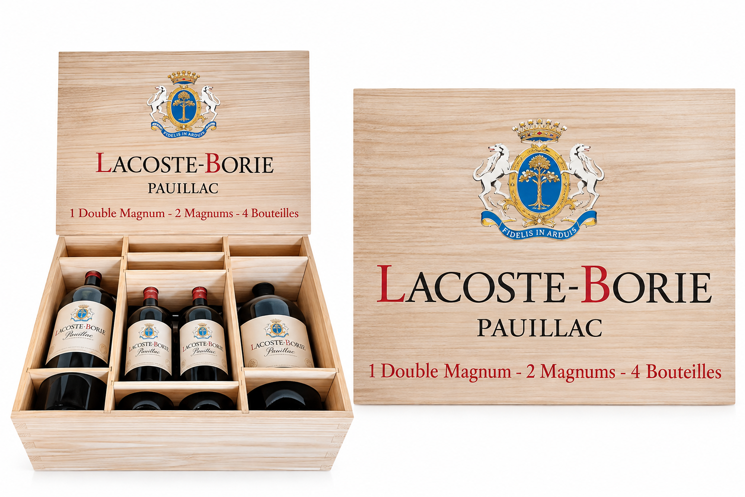 Château Lacoste-Borie 2020 – Caisse Variation · bouteille et étiquette
