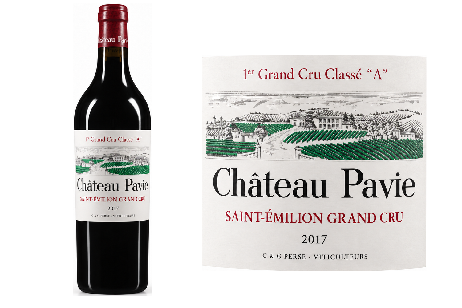Château Pavie 2017 · bouteille et étiquette