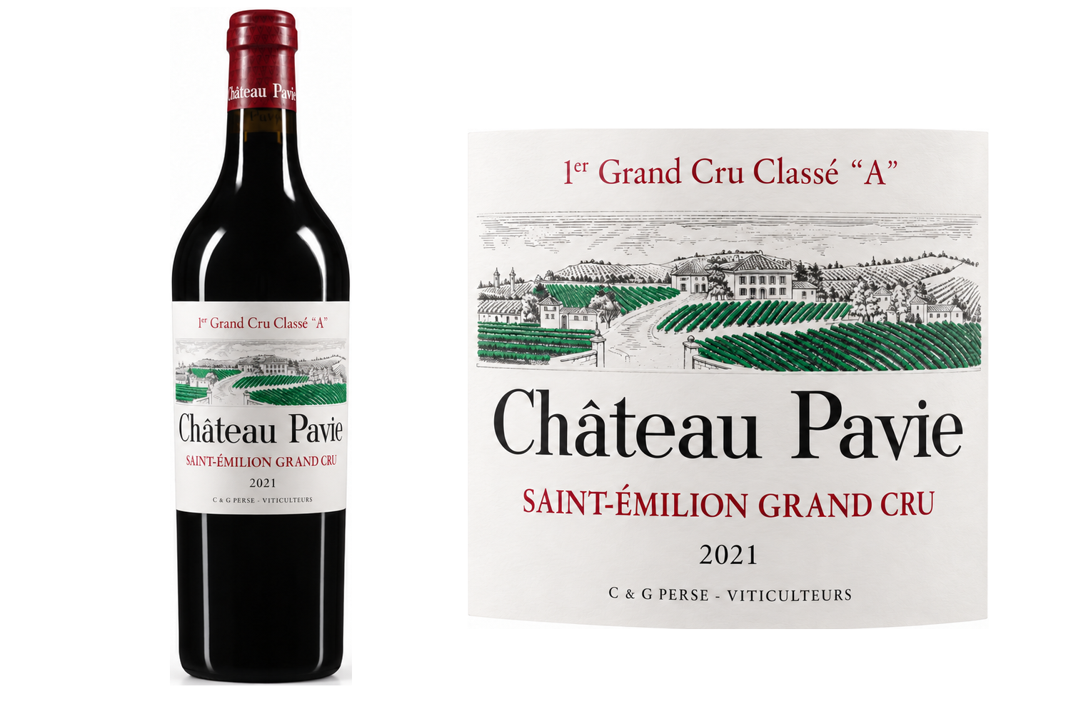 Château Pavie 2021 · bouteille et étiquette